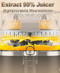 500Ml Electric Citrus Juicer Machine With High Speed 18000 Rpm Motor For Fresh Orange Lemon Grapefruit Juice Extractor Auto Squeeze Pressing with fresh juice pouring out.
