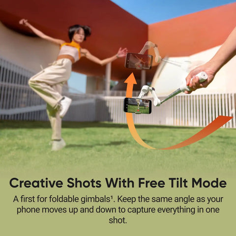 Foldable AI Phone Gimbal Pro Vlog Kit With 360 Pan Tracking capturing dancer with tilt mode outdoors