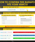 Instructions for confirming fit of No Sweat Radiator Cooling Fan For Mercedes-Benz C230 C250 C300 C350 C63 AMG.