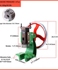Pro Grade Cast Iron Arbor Press Rock Solid Workhorse For Heavy Metal Stamping And Riveting With Smooth Precision Handwheel Control Built Tough For Daily Shop Projects, displaying dimensions and features.