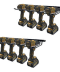Two Pack Drill Holder Wall Mount Organizer For Power Tools Heavy Duty 80Lb Capacity Metal Shelf Cordless Drill Storage Rack installed with drills