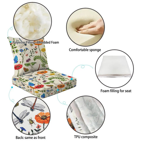 Outdoor Chair Cushions For Patio Furniture 24X24 Deep Seat Set With Removable Covers UV Resistant Waterproof Cushions showing floral pattern.