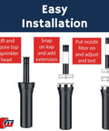 1.5 Inch Pop Up Riser Extension 10 Pack No Dig Stackable Irrigation Adapter Tool Free Height Lift Solution diagram