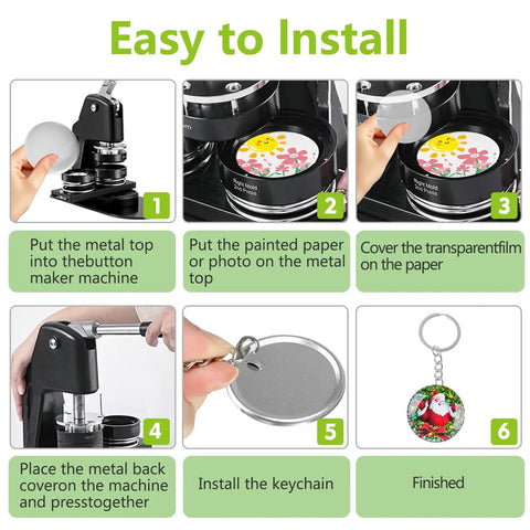 Step-by-step guide using 100 Sets Of 58mm Button Maker Supplies For Pins And Keychains with metal covers and keychains