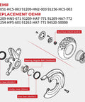Exploded view of Honda Front Wheel Bearings Seals Kit For FourTrax 300 350 400 420 4x4 ATVs Replacement OEM Seals For Easy Install Fits TRX300FW TRX350FE FM TRX400FA FGA TRX420FA FPA FE FM FPM FPE 1988 2014
