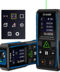 Green Laser Measuring Tool With Handy Angle Sensor 4 Way Rotating Color LCD Vibration Alert Up To 328 Feet Range Auto Screen Rotation For Easy Reading From Any Angle, black and blue