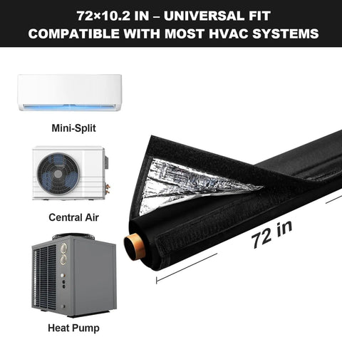 Three Layer HVAC Copper Pipe Insulation Cover for Outdoor AC Lines and Electrical Cables 72x10.2 Inches Oxford 600D Waterproof UV Resistant