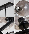 Black Glass Ball LED Pendant Light Transparent Globe Housing showing detail of the black metal fixture and smoky glass ball.