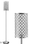 Crystal Floor Lamp With K9 Crystals Tall Silver Modern Standing Light Luxe Accent Lamp For Living Room Or Bedroom And Office Easy On Off Foot