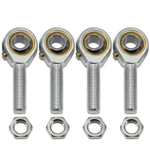 POSB6 Rod End Bearings Three Eighths Inch Bore Pre Lubricated Right Hand 3/8-24 Male Thread With Jam Nut For DIY Makers 3D Printing Automation Robotics And CNC Equipment System, pack of 4