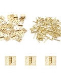24 Pack Mini Brass Hinges 180 Degree Rotation For Jewelry Box Cabinet DIY Projects With Mounting Nails Golden Durable 10x8mm