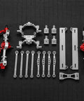 Upgrade Your Ride With This Killer RC Damping System Linkage Kit featuring silver and red metal components for enhanced stability.