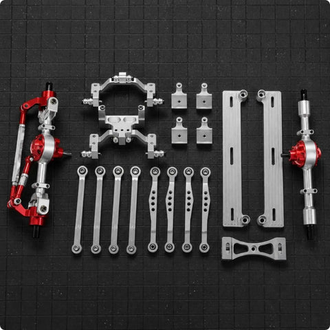 Rugged 1/16 RC Links Set Aluminum Alloy Damping System Upgrade Kit For Heavy Duty Trail Crawlers And Buggy Repairs Durable Black Linkage displayed on a black grid.