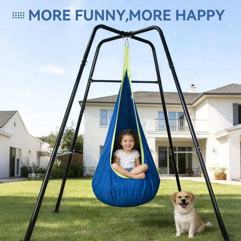 Kid Friendly Sensory Pod Swing Set With Heavy Duty Frame For Indoor Outdoor Play, Hammock Chair Swing For Autism ADHD