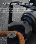 Heavy Duty 1200 Watt Handheld Electric Rebar Bender With Quick Swap Bend And Straight Plates For Smooth Steel Rod Work Handles The Heavy Lifting Without Breaking A Sweat - close-up of rebar bending mechanism.