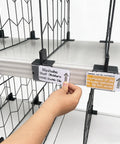Twenty Pack Heavy Duty Wire Shelf Dividers With Double Buckle Clips For Store Fixtures And Library Shelving Includes Erasable Price Labels