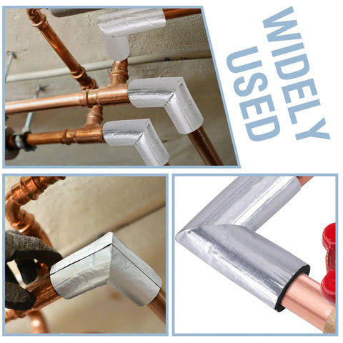 6 Pack Elbow Water Pipe Insulation Tubing With Aluminum Foil for 1 Inch Copper Pipes used in plumbing connections.