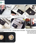 Step-by-step guide using 2Mm Grommet Kit With Punch Pliers Tool And Storage Box for fabric projects, demonstrating installation process.