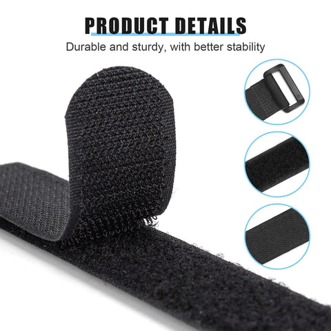 Close-up of 4 Pack Bike Rack Straps With Adjustable Wheel Stabilizers Heavy Duty Hook And Loop Straps With Anti Slip Gel Grip Tire Straps
