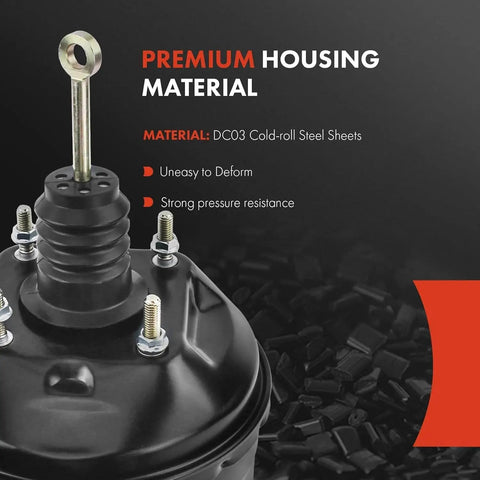 Rock Solid Plug And Play Vacuum Brake Booster Fits Jeep Cherokee 1997 Through 2001 2.5L And 4.0L Engines showing premium steel housing.
