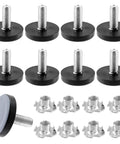 Set Of 8 Adjustable Leveling Feet With M8 Bolt Screw-On Base And Four-Claw Nail, Heavy Duty Furniture Glides With PTFE Bottom, Metal Bolt, Stable 1.18 Inch Foot For Cabinets, Tables, Desks And Appliances; 8 black feet with threaded bolts and claw inserts