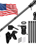 All American Outdoor Flag Kit With Heavy Duty 5 Ft Aluminum Pole 3x5 Ft Embroidered US Flag No Tangle Spinning Rings and bracket