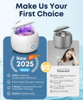 Heavy Duty 45Khz Ultrasonic Cleaning Pod For Jewelry Eyeglasses And Watches with UV lights and denture model for comparison.