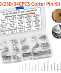 Split Cotter Pins Stainless Steel Grade 304 Assortment Pack With Hard Case Box 150 300 560 680 Pieces For Auto Repair Machinery And DIY Projects Quick Secure Fixation And Easy Install, assorted sizes