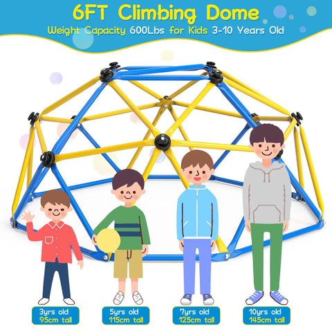 6 Ft Geometric Dome Climber For Kids Indoor Outdoor Play Set With Durable Climbing Grips Supports Up To 600 Lbs Jungle Gym