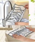 Person washing foldable mesh divider from 18 Piece Wardrobe Organizer Set With Foldable Drawer Dividers In Two Sizes