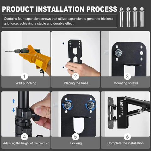 Installation process for Ring Light Wall Mount With 45.7 Inch Adjustable Boom Arm For Photography Studio Lighting Triangle Wall Mount