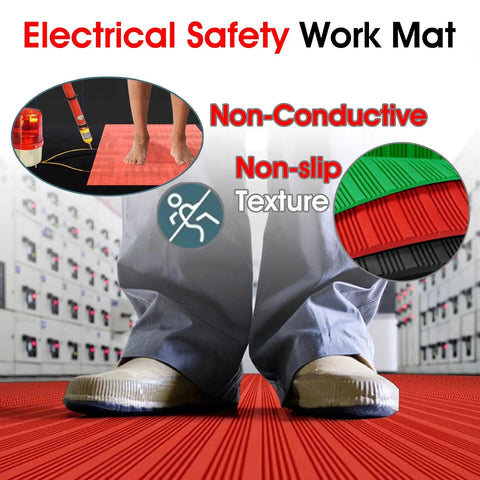 Heavy Duty High Voltage Insulated Floor Mat For Electrical Work 2m By 1m By 8mm Dielectric Safety Rubber Mat in industrial setting