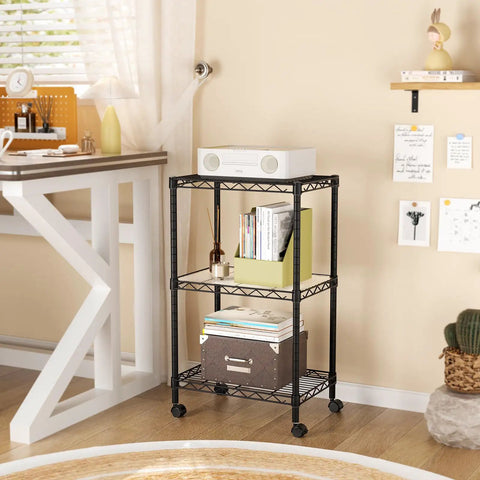 Built Tough 3 Tier Wire Shelving Cart With Smooth Roll Lock Casters And Height Adjustable Levels That Totally Kick Messy Floors To Curb Super Slick Storage Solution For Compact Bathrooms Kitchens And Living Rooms