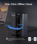 Tool Free Dual Nvme Usb4 Enclosure Packing Killer 40Gbps Transfer Speeds For M Key Ssd Drives, featuring one-click offline clone.