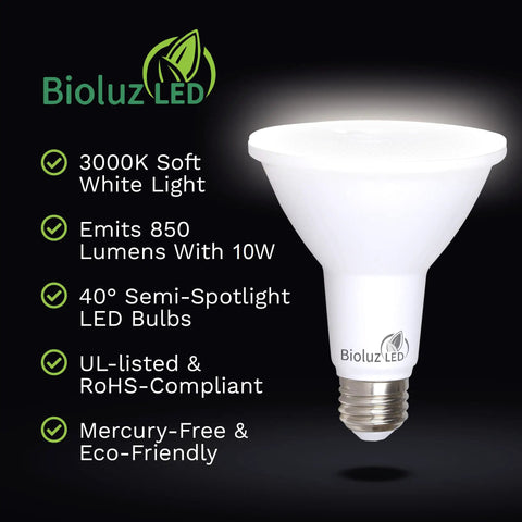 PAR30 LED Light Bulbs 10W 100W Replacement, 3000K Soft White, 90 CRI, Dimmable Flood Lighting for Indoor Spotlights and Outdoor Floods