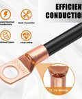 Heavy Duty Copper Wire Lug Kit 130Pcs AWG 2 To 16 Ring Terminals With Heat Shrink Tubing showing efficient conduction features.
