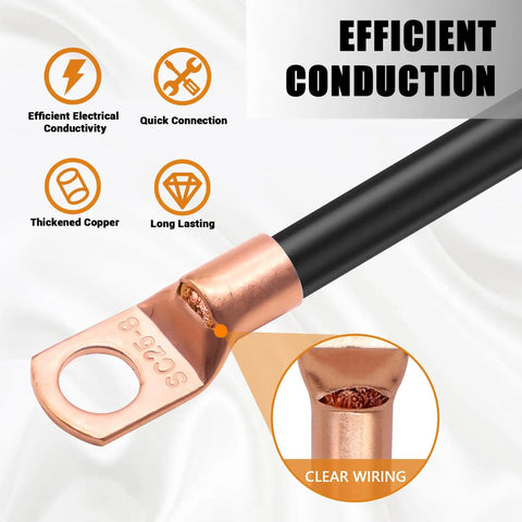 Heavy Duty Copper Wire Lug Kit 130Pcs AWG 2 To 16 Ring Terminals With Heat Shrink Tubing showing efficient conduction features.