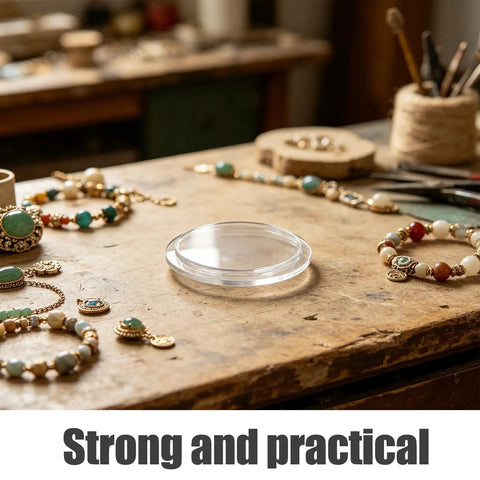 KT6808 Compatible Jewelry Tumbler Lid on crafting table with jewelry for polisher and rock tumbler cleaning tasks