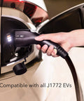 Level 1 EV Charger 120V 15 Amp With 16 Ft Extension Cord and J1772 Cable ETL Certified Portable Plug In Charger in use