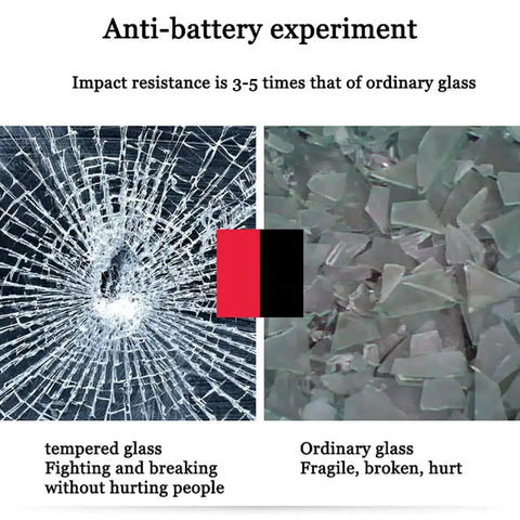 Comparison of tempered glass vs ordinary glass in impact resistance, highlighting durability for the Tempered Glass Lazy Susan Turntable For Dining Tables, Heavy Duty Round Swivel Serving Tray, Large Transparent Tabletop Rotating Plate With Silent Bearing Centers, 38 Inch Diameter, Built To Handle Big Dinners And Parties.