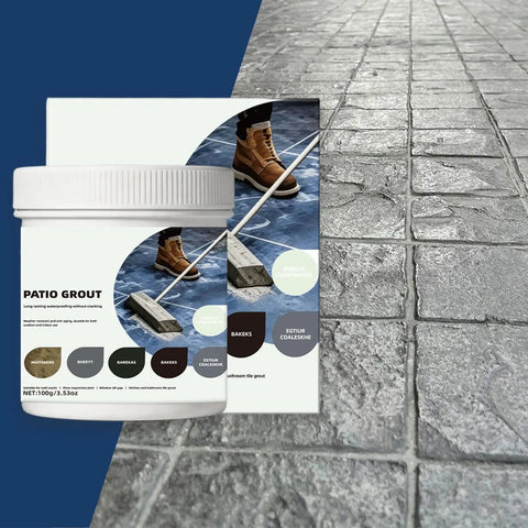 Heavy Duty Concrete Crack Filler Fast Drying Waterproof Sealant For Driveways Patios shown with patio grout on textured concrete surface.