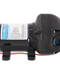 Side view of Par-Max 3 Water Pressure Pump 12V 3 GPM 25 PSI for boats and RVs showing motor and connections.
