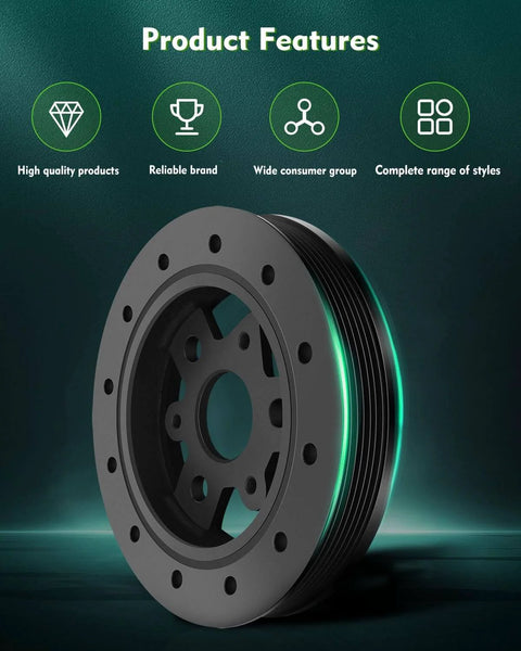 Harmonic Balancer And Crankshaft Belt Drive Pulley Replacement For Ford Bronco E-150 Econoline And Country Squire 1984 To 1995 Engine Vibration Dampener With Durable Construction, showcasing product features.