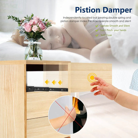 Premium Heavy Duty Matte Black Soft Close Drawer Slides Twenty Inch Steel Ball Bearing Hardware Quiet Cabinet Glides with Piston Damper.