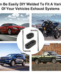 Heavy Duty Exhaust Hanger Rod Set 9 Inch 90 Degree Steel with cars and motorcycle, 2 and 4 hole insulators displayed