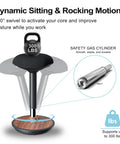 Diagram of Active Sitting Wobble Stool for Standing Desk with ergonomic features and 300lbs capacity, walnut finish
