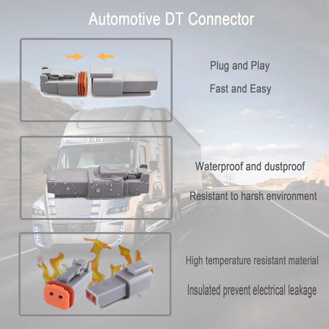 DT 2 Pin Connector Kit Waterproof Automotive Wire Connectors with 5 Pairs Gray DT04 2P Male and DT06 2S Female diagram