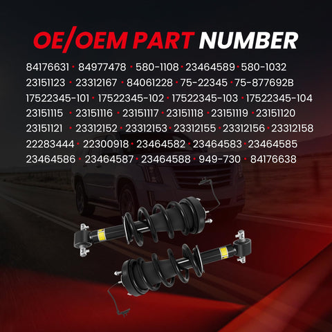 Cadillac Escalade Front Magnetic Strut Shock Assembly Pair for 2015 to 2020 Models Also Fits Chevy Tahoe Suburban Silverado GMC Sierra 1500 Yukon XL Replaces 84176631 84977478 Heavy Duty Suspension Upgrade