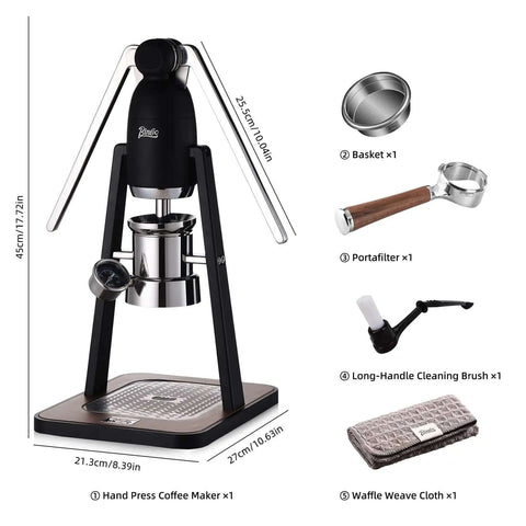 Manual Espresso Maker Set Hand Press Espresso Machine With Dual Lever And 12 Bar Pressure Profiling Portable Stainless Steel