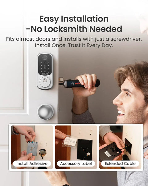 Rock Solid Fingerprint Smart Door Lock Featuring A Genuine Childsafe Classic Round Knob easy installation process with tools